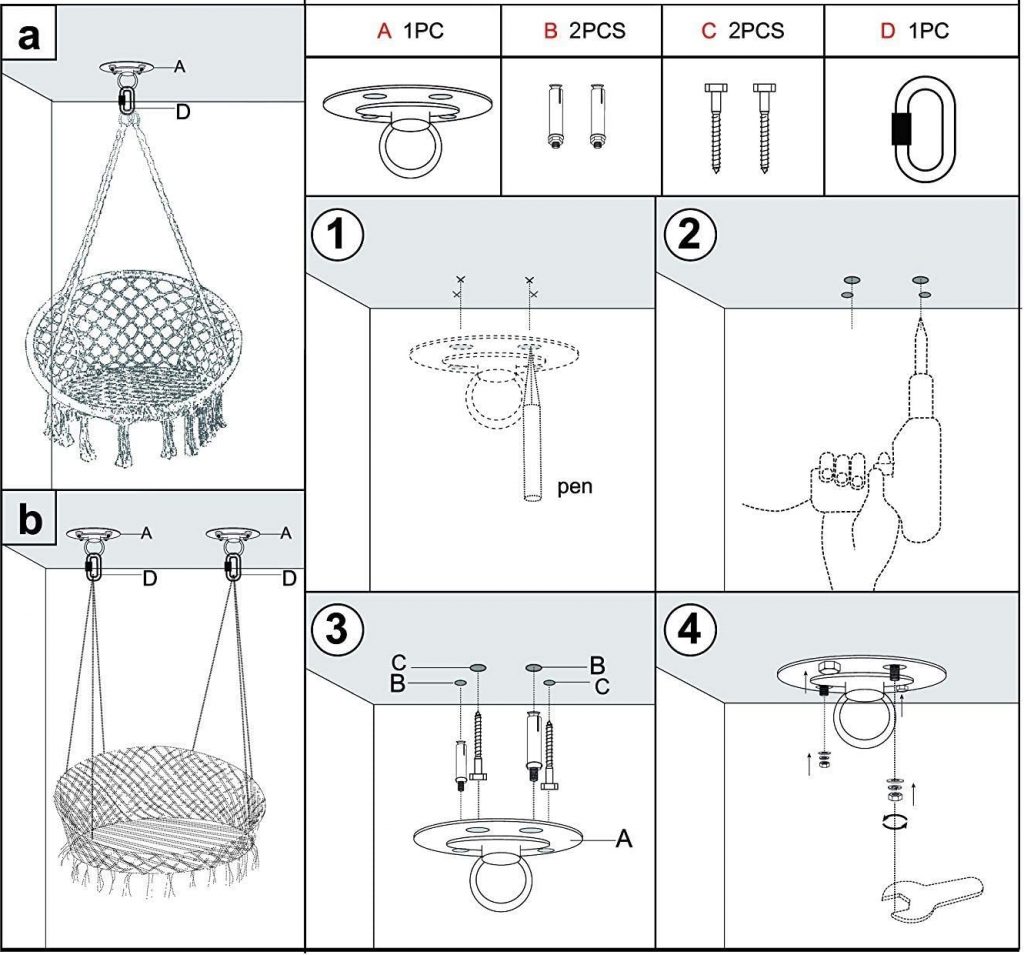 manual de instrucciones para instalar silla colgante en techo colgar silla del techo como colgar un columpio del techo